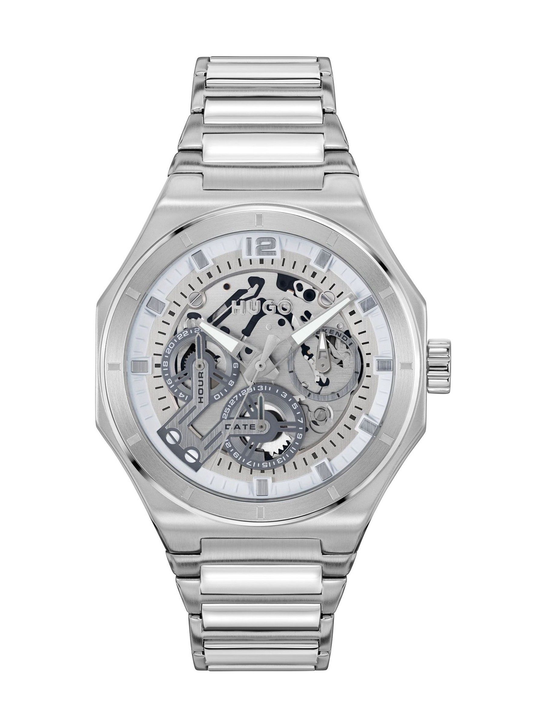 HUGO #GRAIL SKELETON Men's Multifunction Stainless Steel Bracelet Watch - Image 6