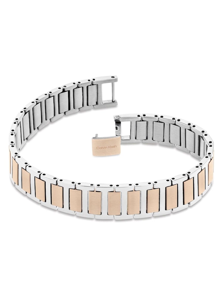 Calvin Klein Gold Two-Tone Stainless Steel And Carnation IP Link Bracelet - Image 2 of 3 Calvin Klein Gold Two-Tone Stainless Steel And Carnation IP Link Bracelet - Image 2 of 3