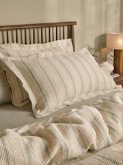 Yard Set of 2 Bay Green Natural Selby Striped Waffle Pillowcases - Image 1 of 1