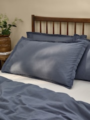 Yard Set of 2 Denim Blue Hebden Washed Cotton Pillowcases - Image 1 of 1