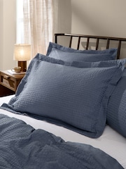 Yard Set of 2 Denim Blue Hebden Cotton Seersucker Pillowcases - Image 1 of 1