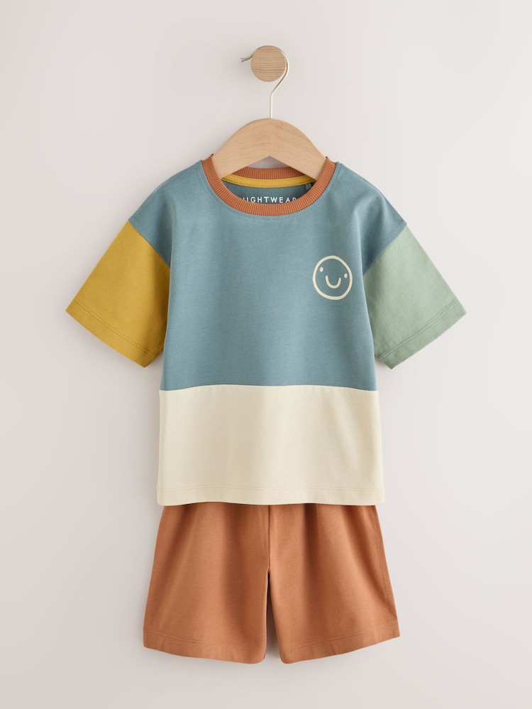 Green/Blue/Ochre Short Pyjamas 3 Pack (9mths-12yrs) - Image 2 of 8