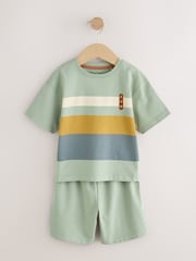 Green/Blue/Ochre Short Pyjamas 3 Pack (9mths-12yrs) - Image 4 of 8