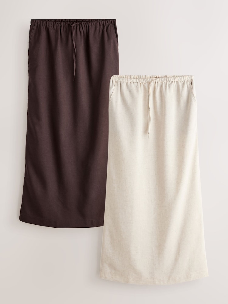 Schokolade/Neutral - Midi With Linen Skirts 2 Pack - Bild 1 von 10