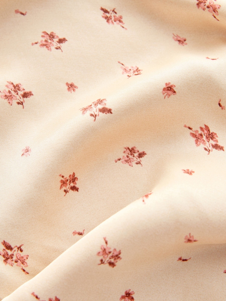 Cream/Pink Floral Satin Maxi Skirt With Lace - Image 3 of 3