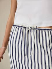 Navy/Ecru Stripe Midi Skirt With Linen - Image 4 of 7