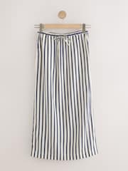 Navy/Ecru Stripe Midi Skirt With Linen - Image 5 of 7