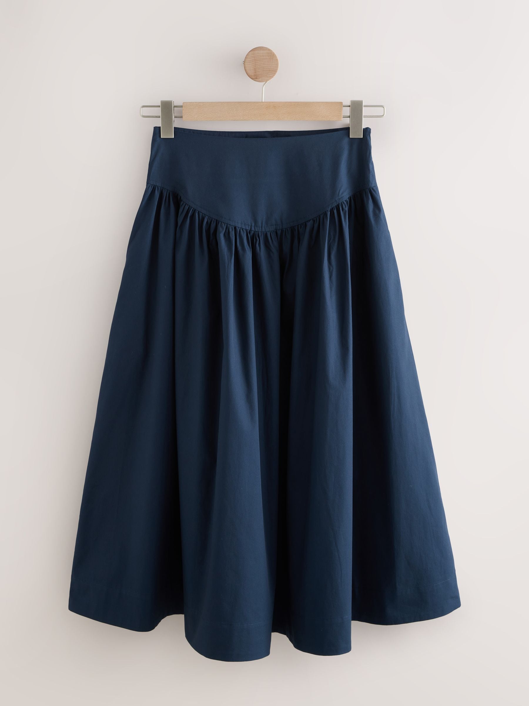 Buy Navy Blue Cotton Poplin Drop Waist Midi Skirt from Next USA