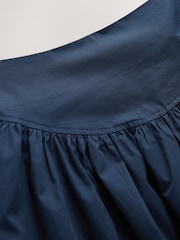 Navy Cotton Poplin Drop Waist Midi Skirt - Image 6 of 7