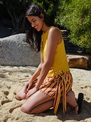 Orange/Brown Stripe Linen Blend Mini Sarong - Image 2 of 5