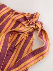 Оранжевый/коричневый в полоску - Linen Blend Mini Sarong - Изображение 6 7