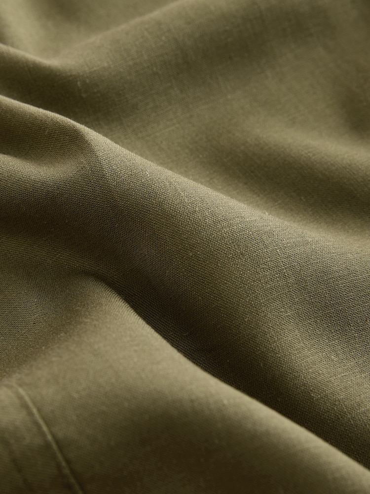 Khaki Green Pull On Mini Skirt With Pockets And Linen - Image 6 of 6