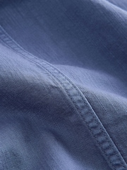 Blue Cotton Linen Blend Midi Skirt - Image 5 of 6