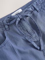 Blue Cotton Linen Blend Midi Skirt - Image 6 of 6