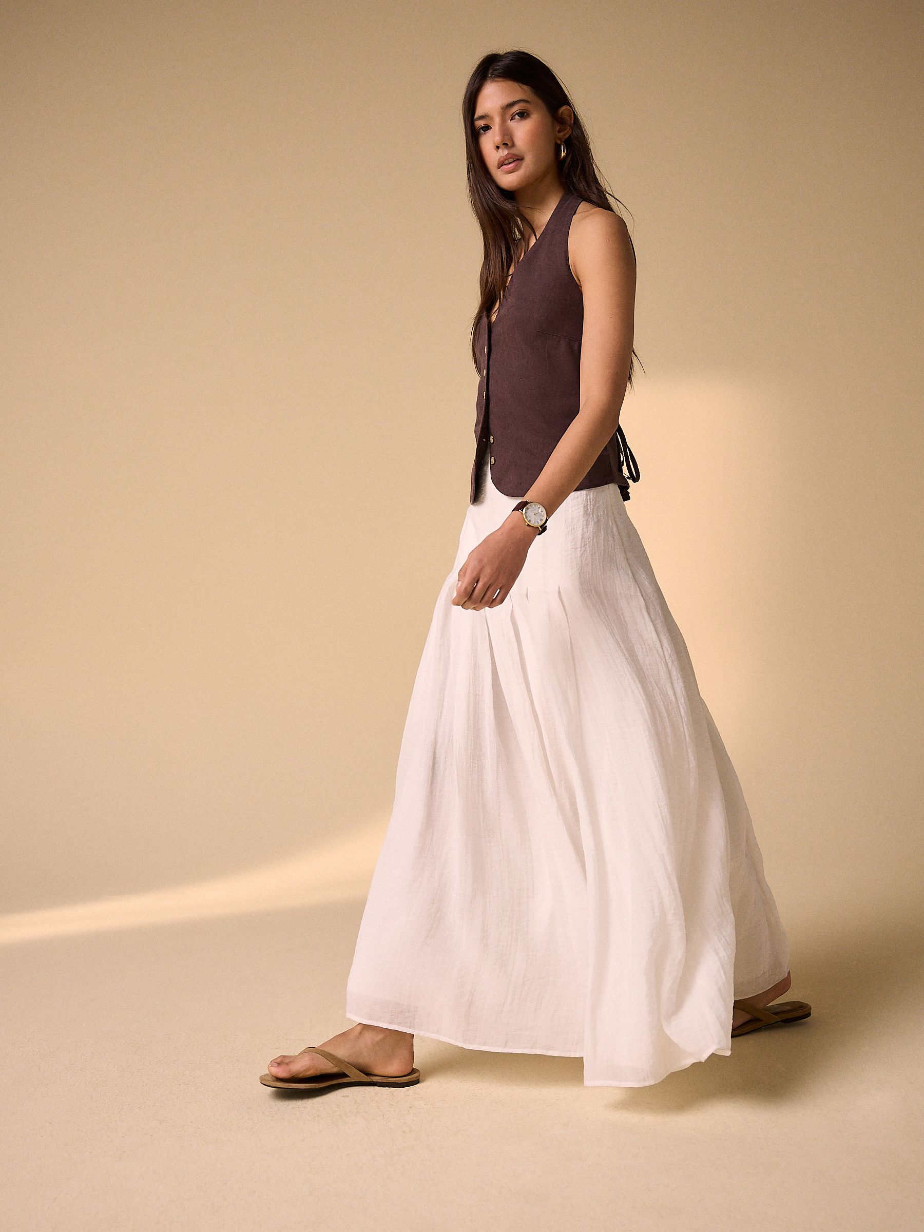 Buy Ecru Pleated Midi Skirt from the Next UK online shop