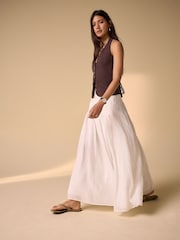 Ecru Pleated Midi Skirt - Image 3 of 4