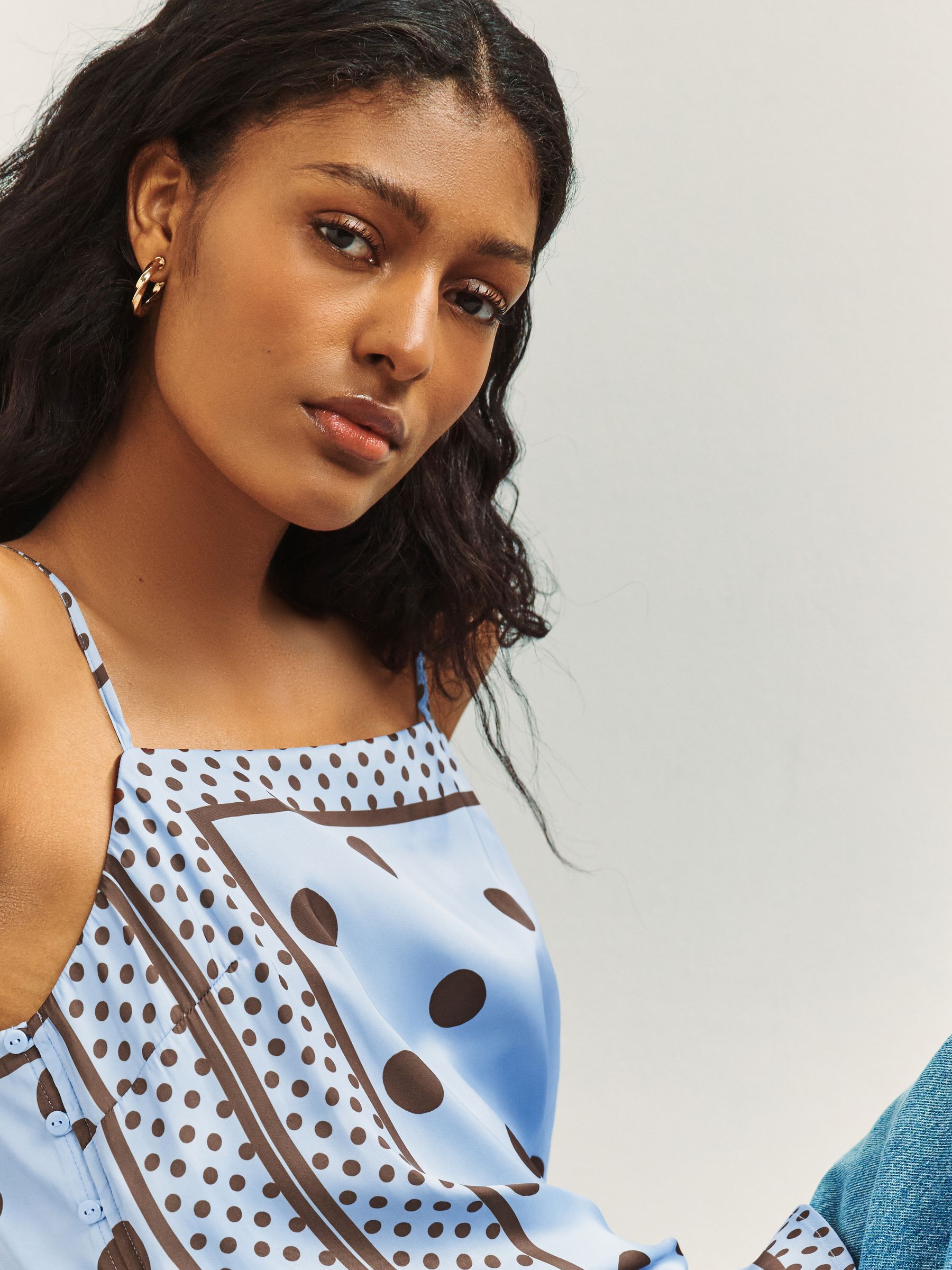 Buy Blue/Chocolate Brown Polka Dot Satin Camisole from Next Italy