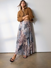 Purple Bandana Print Godet Maxi Skirt - Image 1 of 8