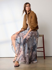 Purple Bandana Print Godet Maxi Skirt - Image 4 of 8