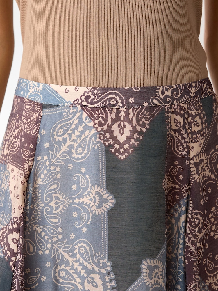 Purple Bandana Print Godet Maxi Skirt - Image 8 of 8