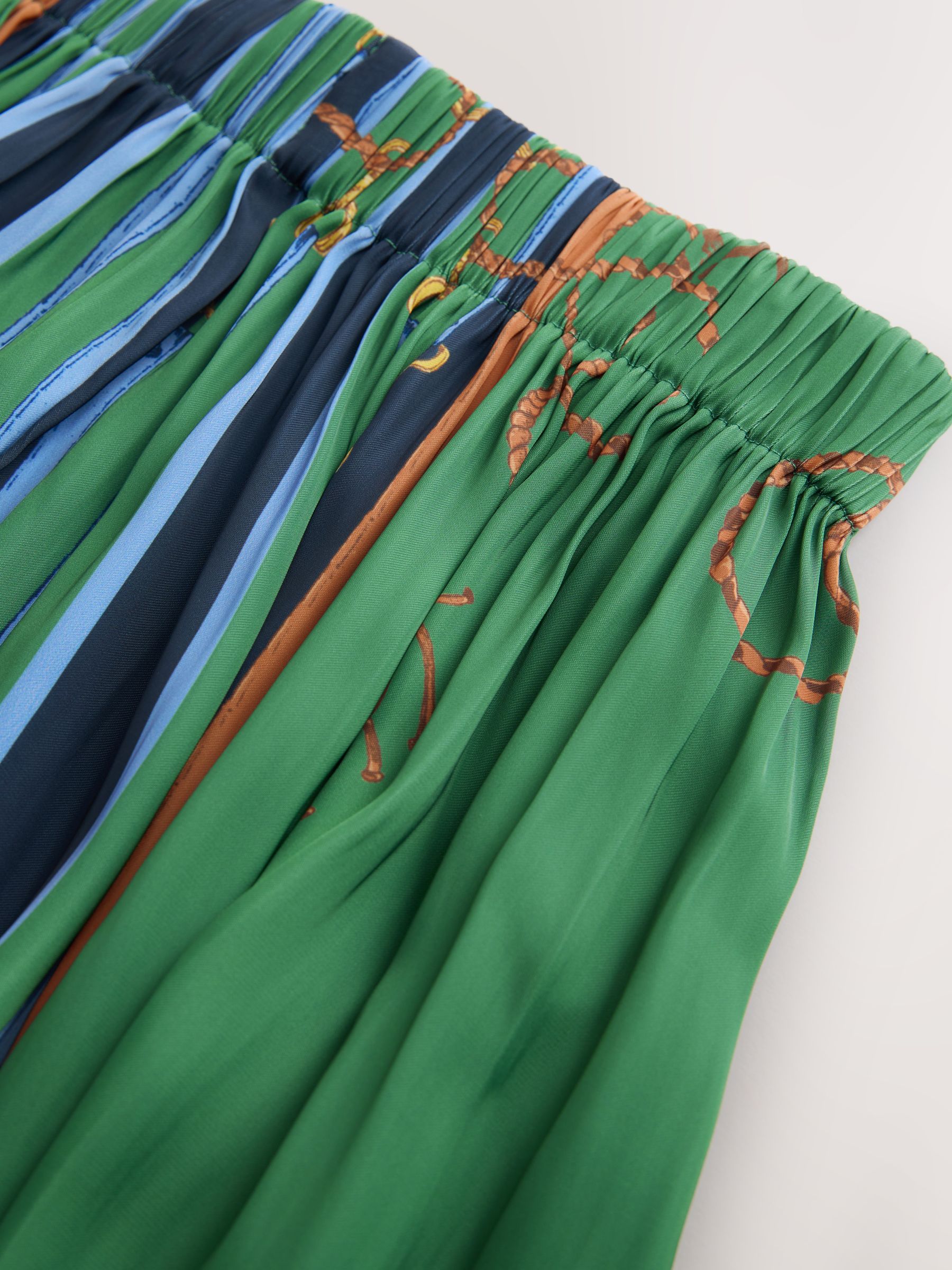 Buy Green/Blue Scarf Print Satin Pleated Maxi Skirt from Next USA