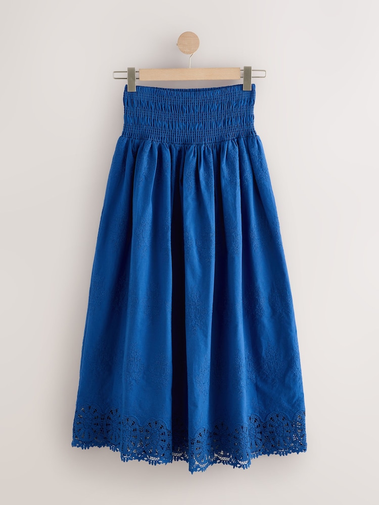 Blue Crochet Trim Maxi Skirt - Image 1 of 3
