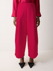 Jigsaw Pink Satin Volume Cropped Trousers - Image 2 of 7