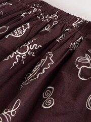 Braun/Creme - Printed Maxi Skirt with Linen - Bild 2 von 3