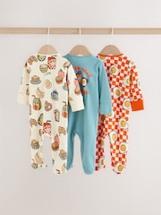 Blue/Orange Brunch Baby Sleepsuit 3 Pack (0mths-2yrs) - Image 5 of 11