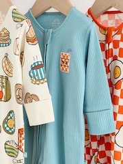 Blue/Orange Brunch Baby Sleepsuit 3 Pack (0mths-2yrs) - Image 7 of 11