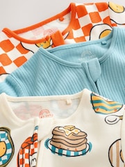 Blue/Orange Brunch Baby Sleepsuit 3 Pack (0mths-2yrs) - Image 8 of 11