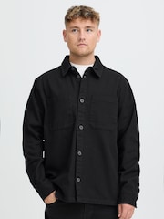 !Solid Black Ollie Long Sleeve Button Overshirt - Image 1 of 5