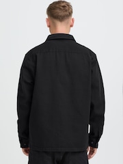 !Solid Black Ollie Long Sleeve Button Overshirt - Image 2 of 5
