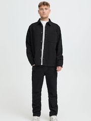 !Solid Black Ollie Long Sleeve Button Overshirt - Image 3 of 5