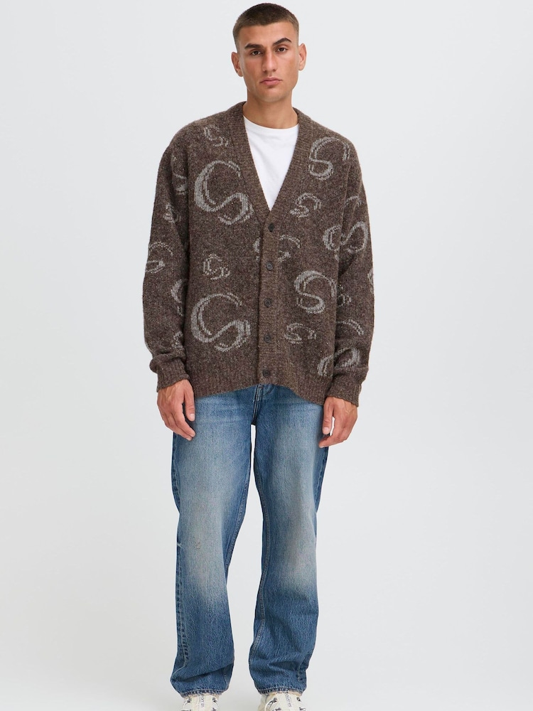 !Solid Brown Long Sleeve V-Neck Cardigan - Image 2 of 5 !Solid Brown Long Sleeve V-Neck Cardigan - Image 2 of 5