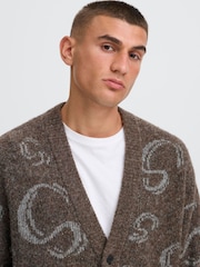 !Solid Brown Long Sleeve V-Neck Cardigan - Image 4 of 5