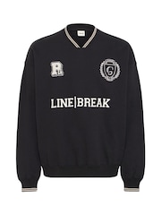 !Solid Black Long Sleeve V-Neck Sweatshirt - Image 5 of 5