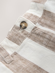 Neutral Stripe Linen Blend Smart Front Wide Leg Trousers - Image 7 of 8