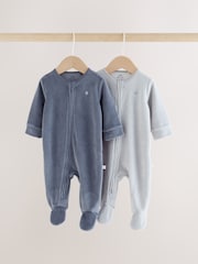 Plavi velur - Dvosmerni rar Beba Sleepsuits 2 paket (0mths-2god) - Slika 1 od 16