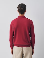 Red Long Sleeve Knitted Polo Shirt - Image 3 of 5