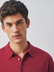 Red Long Sleeve Knitted Polo Shirt - Image 4 of 5