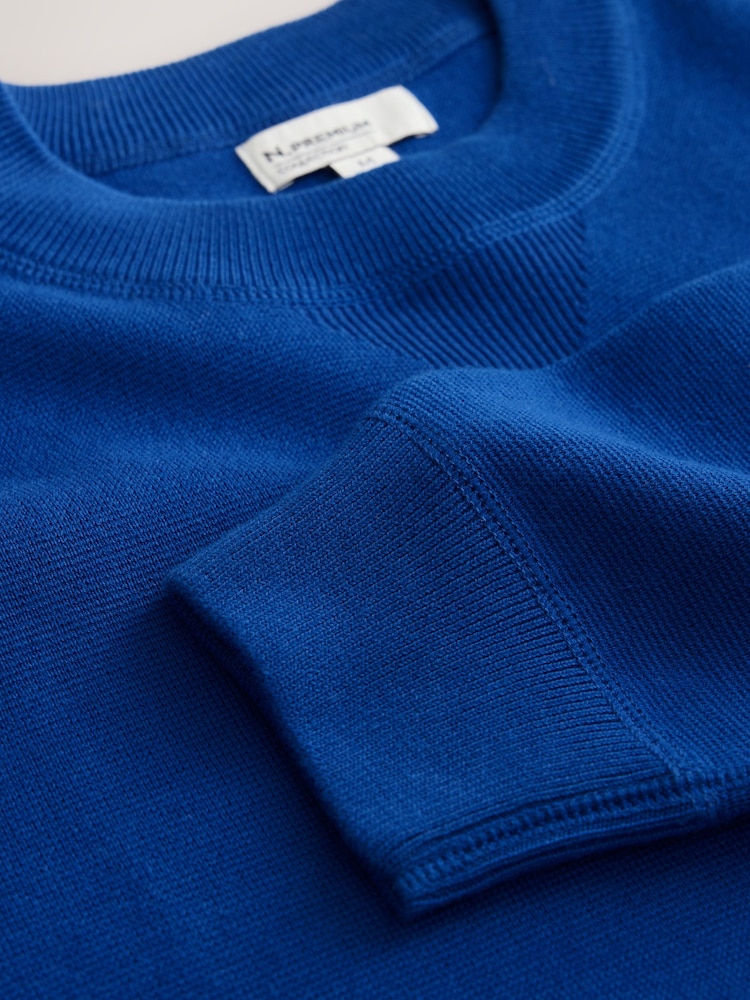 コバルトブルー - Relaxed Fit Mid Weight Knitted Sweatshirt - 画像 3 / 3