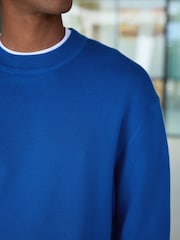 Cobalt Blue Relaxed Fit N. Premium Mid Weight Knitted Sweatshirt - Image 5 of 8