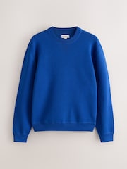 Cobalt Blue Relaxed Fit N. Premium Mid Weight Knitted Sweatshirt - Image 6 of 8