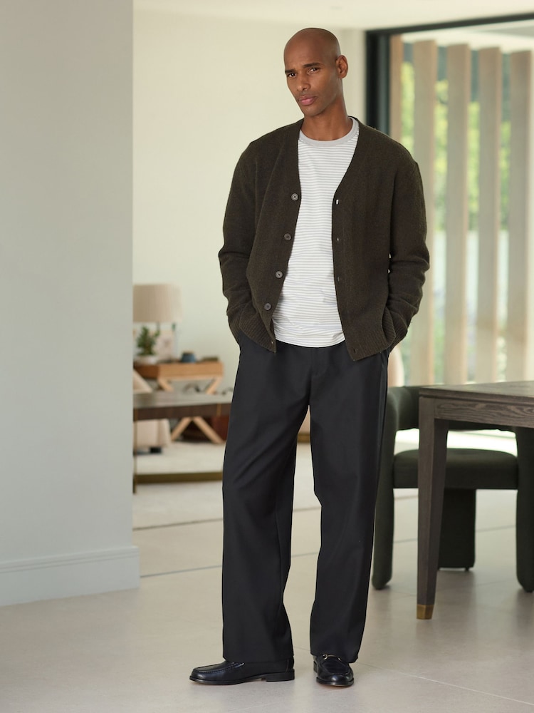 Khaki Green Relaxed Fit Cosy Cardigan - Image 2 of 5 Khaki Green Relaxed Fit Cosy Cardigan - Image 2 of 5