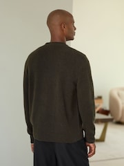 Khaki Green Relaxed Fit Cosy Cardigan - Image 3 of 5