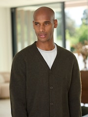 Khaki Green Relaxed Fit Cosy Cardigan - Image 4 of 5