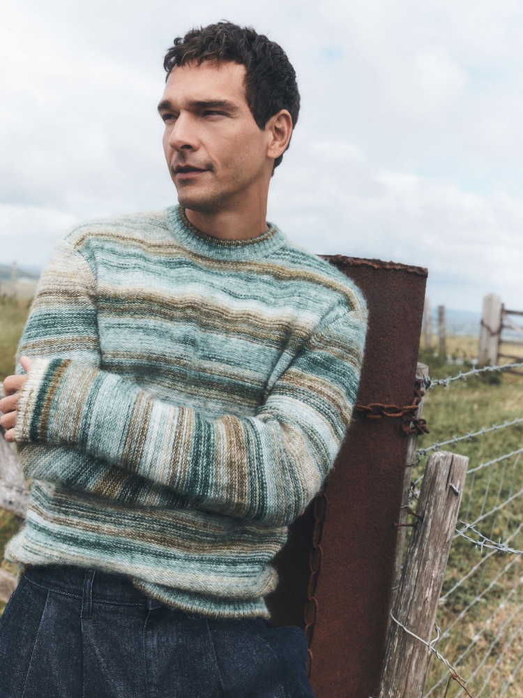 Green Spacedye Striped Jumper - Image 1 of 8