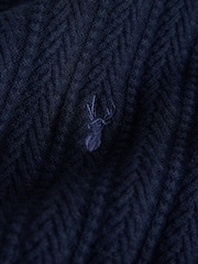 Navy Blue Regular Fit Mock Shirt Cable Knit Jumper - Image 7 of 7
