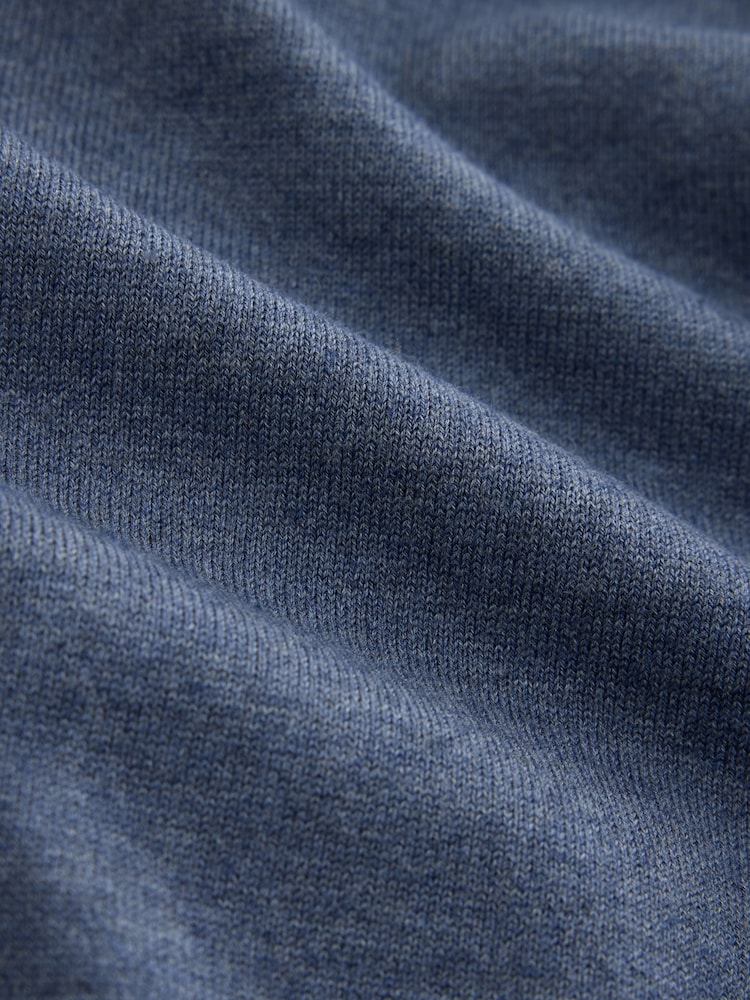 Mid Blue Long Sleeve Knitted Polo Shirt - Image 8 of 8